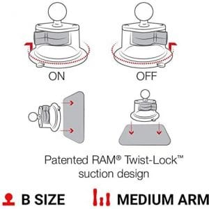 Ram Mount Twist universal X-GRIP suction closure mount Cell Phone Holder, Black