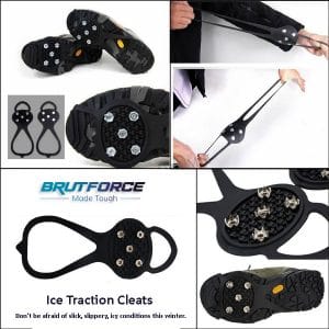 Anti Skid Snow Crampons 5 Teeth Ice Snow Shoe Walk Cleats Grips Cover for Hiking, Mountaineering and More, Red Color