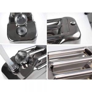 10 Litre US Style Stainless Steel Jerry Can with Screw Top + Spout + Bracket