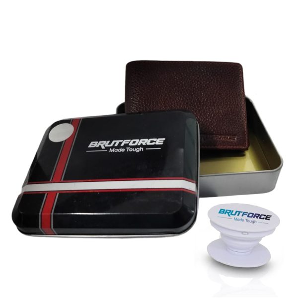 BRUTFORCE Mens Leather 1 Fold Wallet With BRUTFORCE Mobile Popup (BFW003)